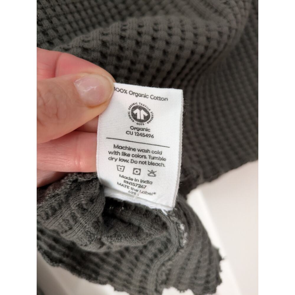 MATE The Label Organic Cotton Waffle Knit Crew Long Sleeve Shirt Oversized XS - Picture 5 of 5